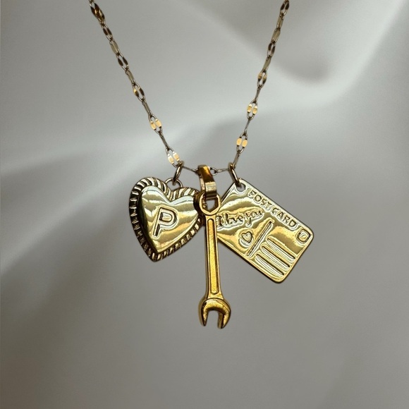 Buckle Jewelry - Women’s Gold Initial Heart Charm Necklace
